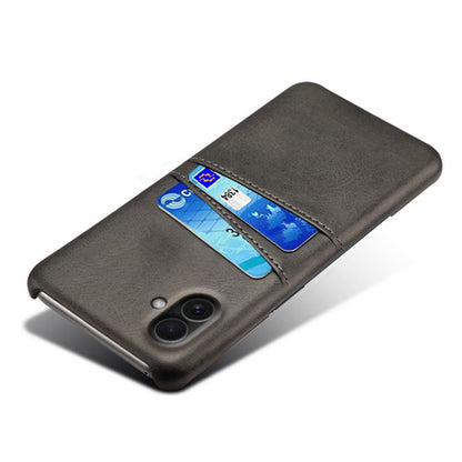 For iPhone 17 Case Dual Card Slots PU Leather + Hard PC Phone Cover