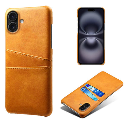 For iPhone 17 Case Dual Card Slots PU Leather + Hard PC Phone Cover