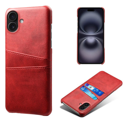 For iPhone 17 Case Dual Card Slots PU Leather + Hard PC Phone Cover