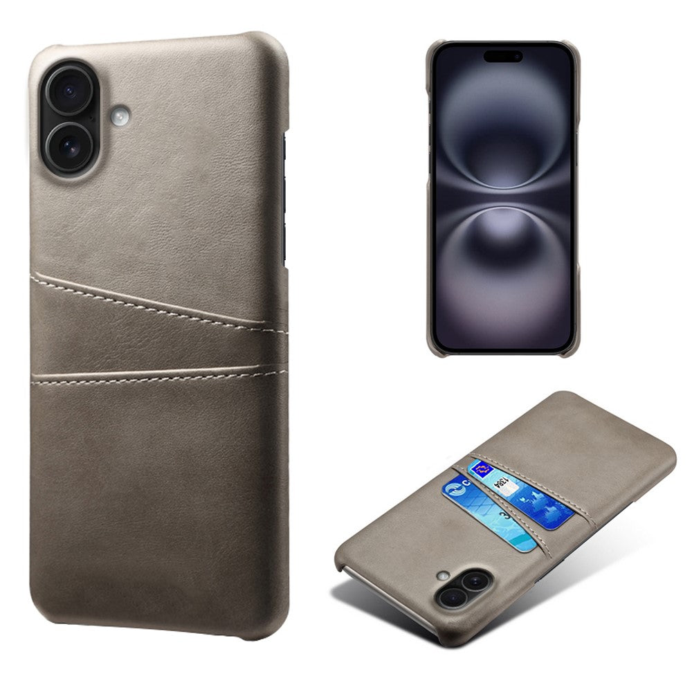 For iPhone 17 Case Dual Card Slots PU Leather + Hard PC Phone Cover