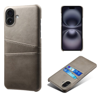 For iPhone 17 Case Dual Card Slots PU Leather + Hard PC Phone Cover