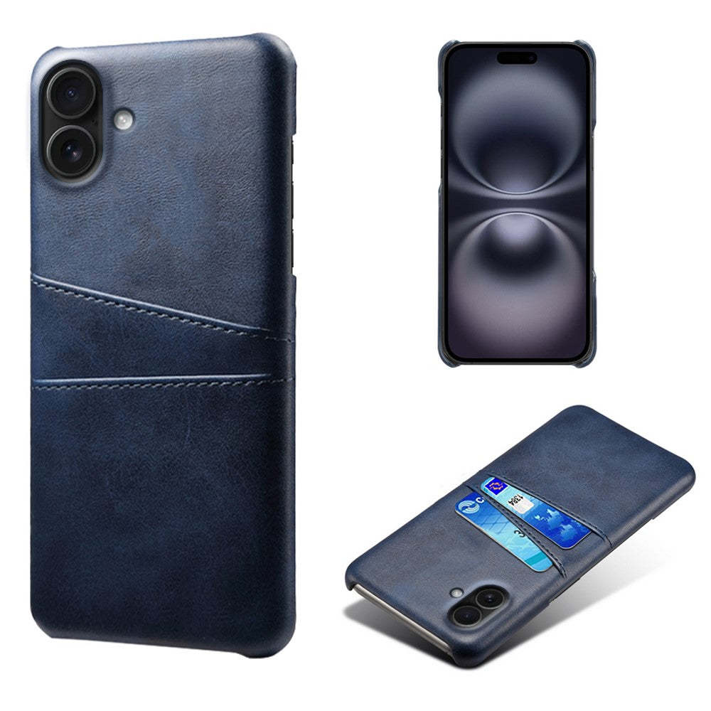 For iPhone 17 Case Dual Card Slots PU Leather + Hard PC Phone Cover