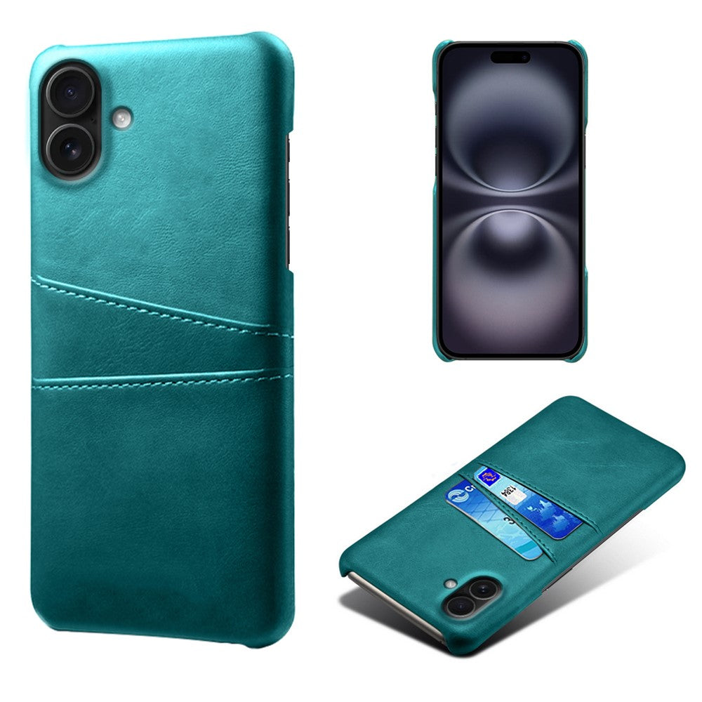 For iPhone 17 Case Dual Card Slots PU Leather + Hard PC Phone Cover
