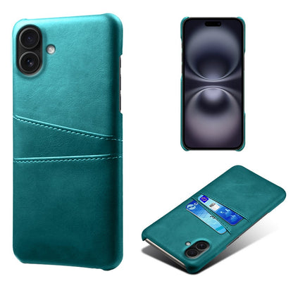For iPhone 17 Case Dual Card Slots PU Leather + Hard PC Phone Cover