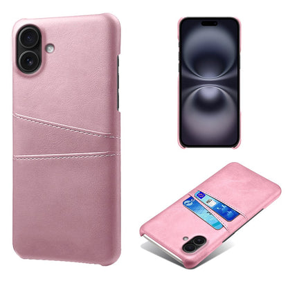 For iPhone 17 Case Dual Card Slots PU Leather + Hard PC Phone Cover