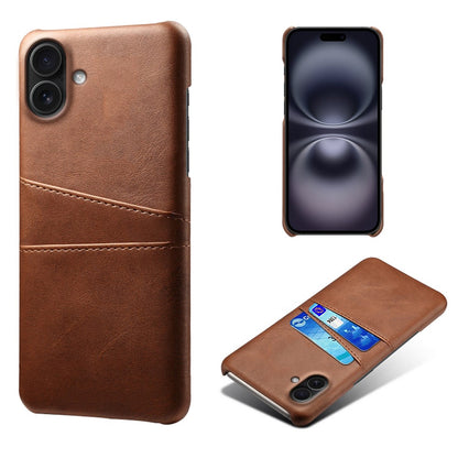 For iPhone 17 Case Dual Card Slots PU Leather + Hard PC Phone Cover