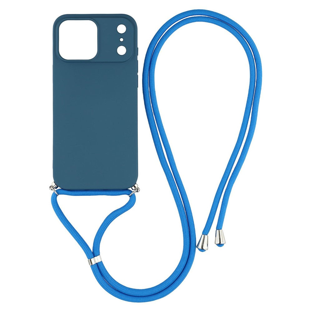 For iPhone 17 Pro Max Case Soft TPU Fiber Lining Phone Cover with Shoulder Strap