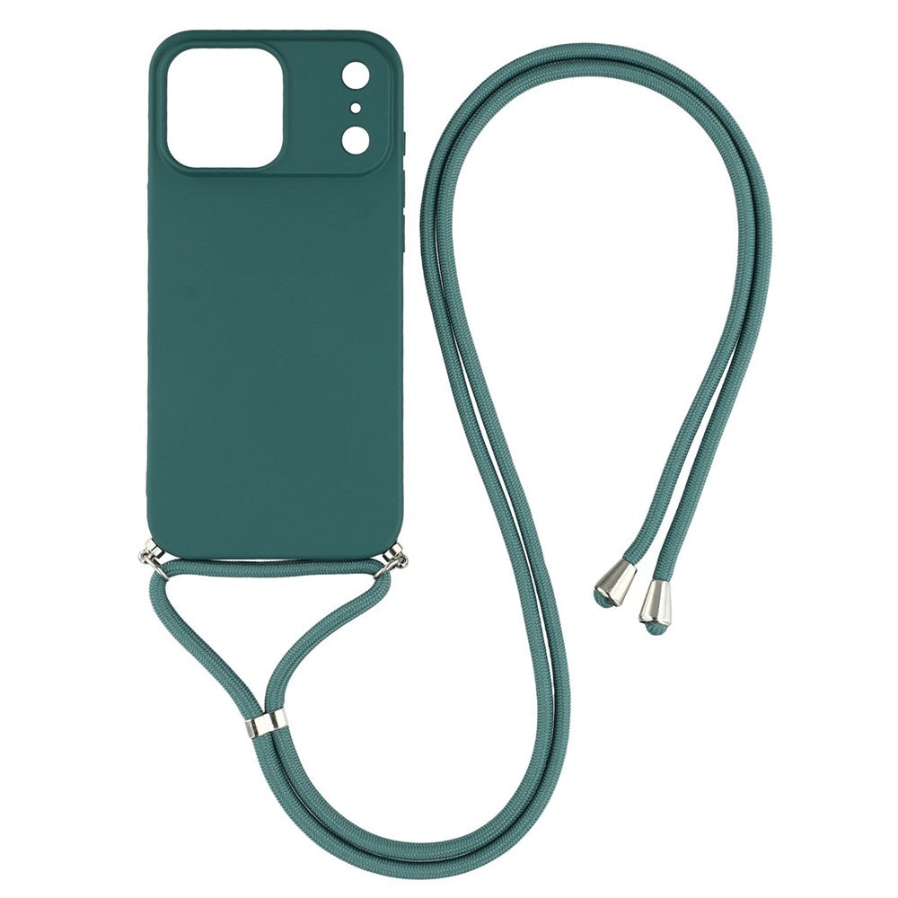 For iPhone 17 Pro Max Case Soft TPU Fiber Lining Phone Cover with Shoulder Strap
