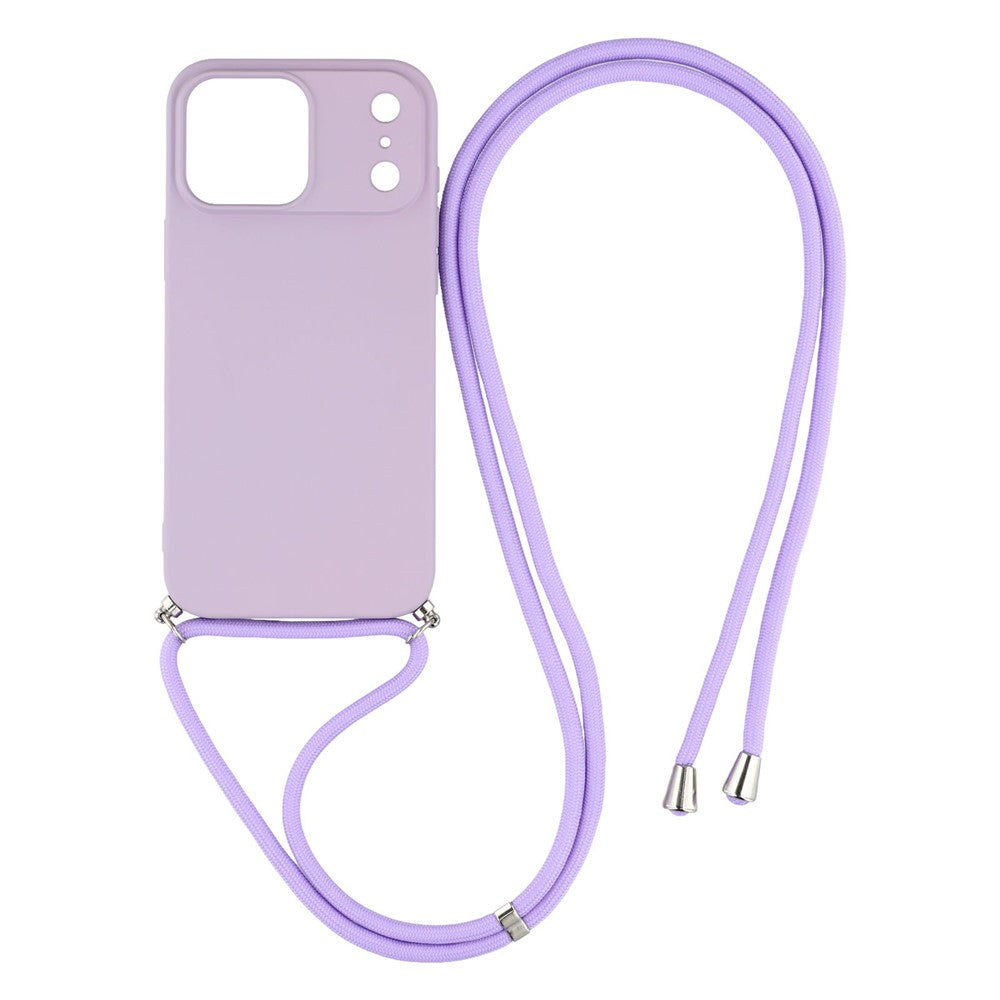 For iPhone 17 Pro Max Case Soft TPU Fiber Lining Phone Cover with Shoulder Strap
