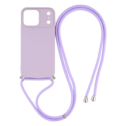 For iPhone 17 Pro Max Case Soft TPU Fiber Lining Phone Cover with Shoulder Strap