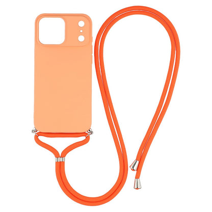 For iPhone 17 Pro Max Case Soft TPU Fiber Lining Phone Cover with Shoulder Strap
