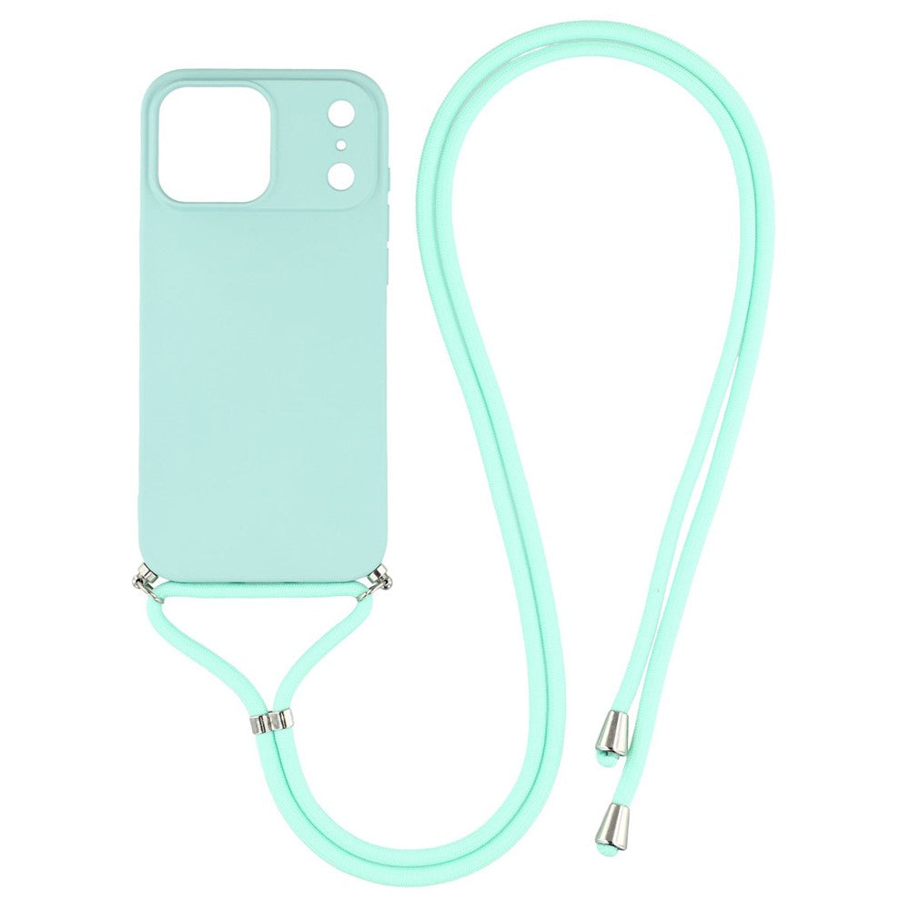 For iPhone 17 Pro Max Case Soft TPU Fiber Lining Phone Cover with Shoulder Strap