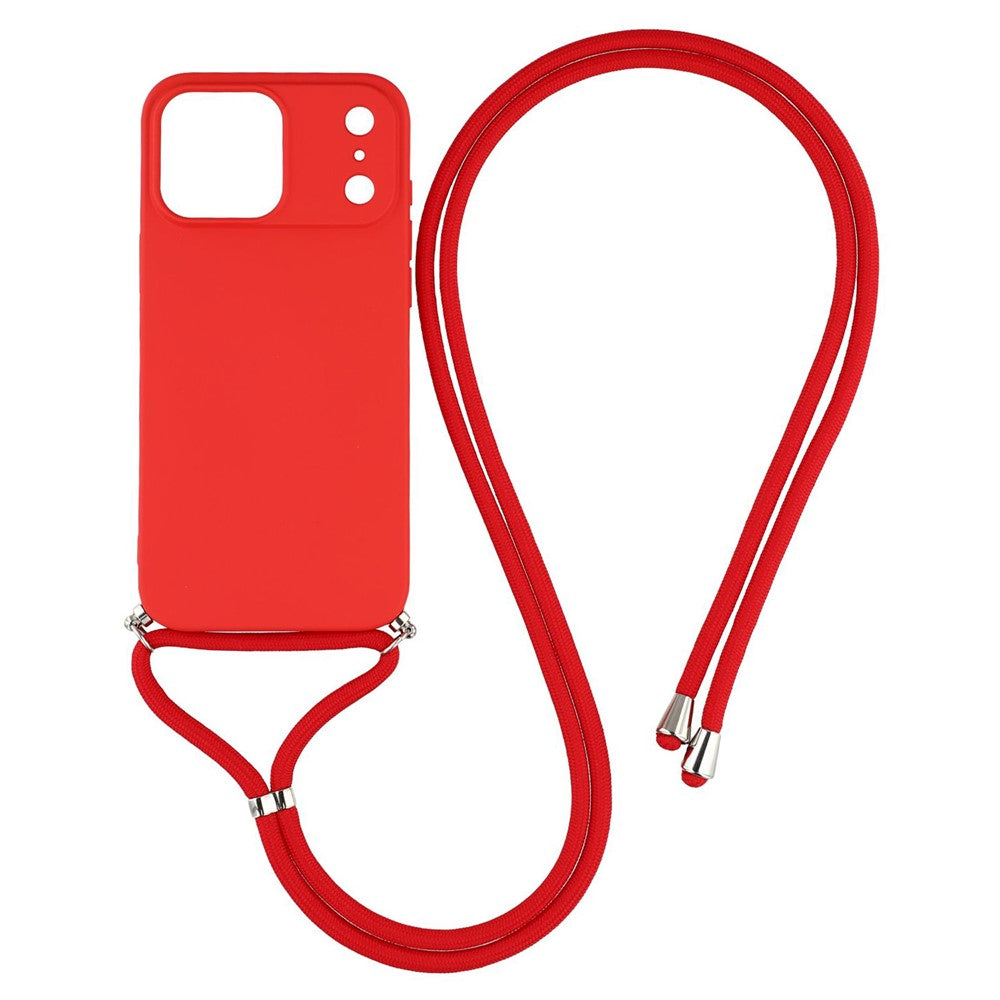 For iPhone 17 Pro Max Case Soft TPU Fiber Lining Phone Cover with Shoulder Strap