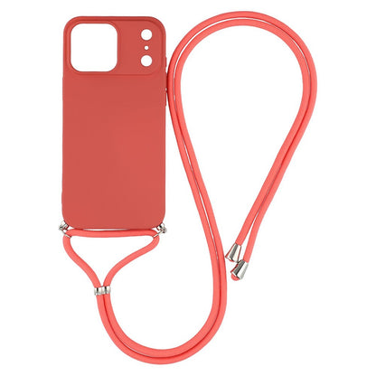For iPhone 17 Pro Max Case Soft TPU Fiber Lining Phone Cover with Shoulder Strap