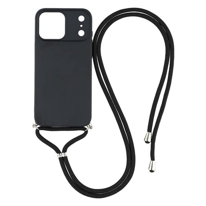 For iPhone 17 Pro Max Case Soft TPU Fiber Lining Phone Cover with Shoulder Strap