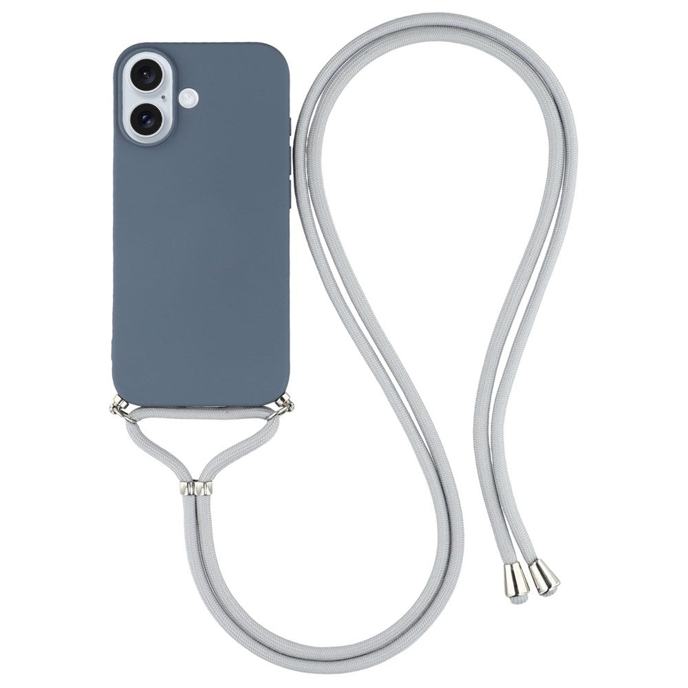 For iPhone 17 Case Soft TPU Fiber Lining Phone Cover with Shoulder Strap