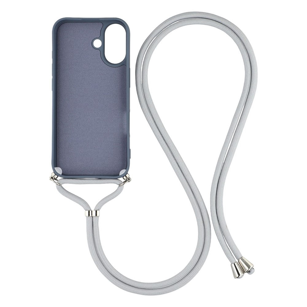 For iPhone 17 Case Soft TPU Fiber Lining Phone Cover with Shoulder Strap