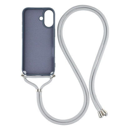 For iPhone 17 Case Soft TPU Fiber Lining Phone Cover with Shoulder Strap