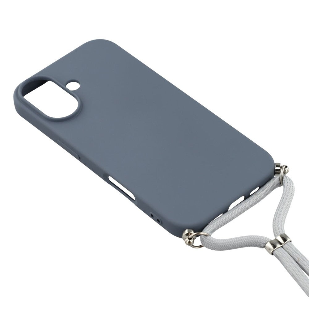 For iPhone 17 Case Soft TPU Fiber Lining Phone Cover with Shoulder Strap