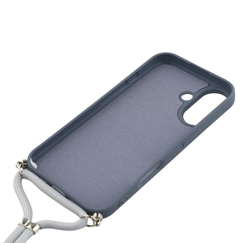 For iPhone 17 Case Soft TPU Fiber Lining Phone Cover with Shoulder Strap