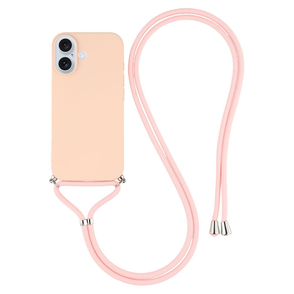 For iPhone 17 Case Soft TPU Fiber Lining Phone Cover with Shoulder Strap