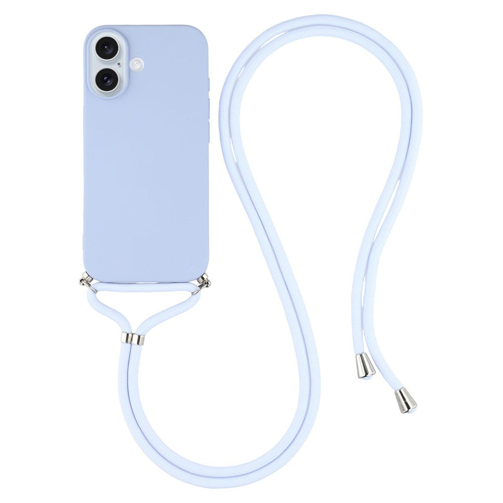 For iPhone 17 Case Soft TPU Fiber Lining Phone Cover with Shoulder Strap