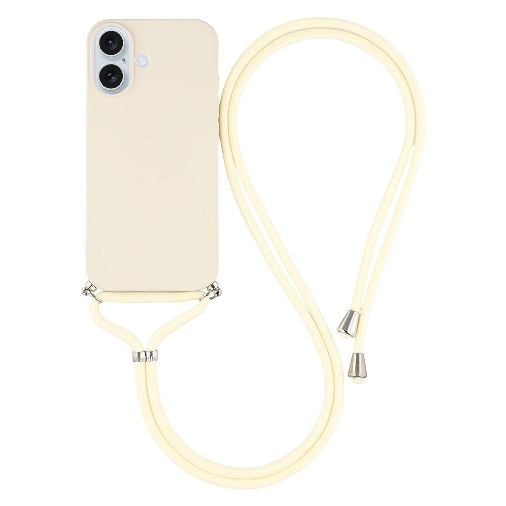 For iPhone 17 Case Soft TPU Fiber Lining Phone Cover with Shoulder Strap
