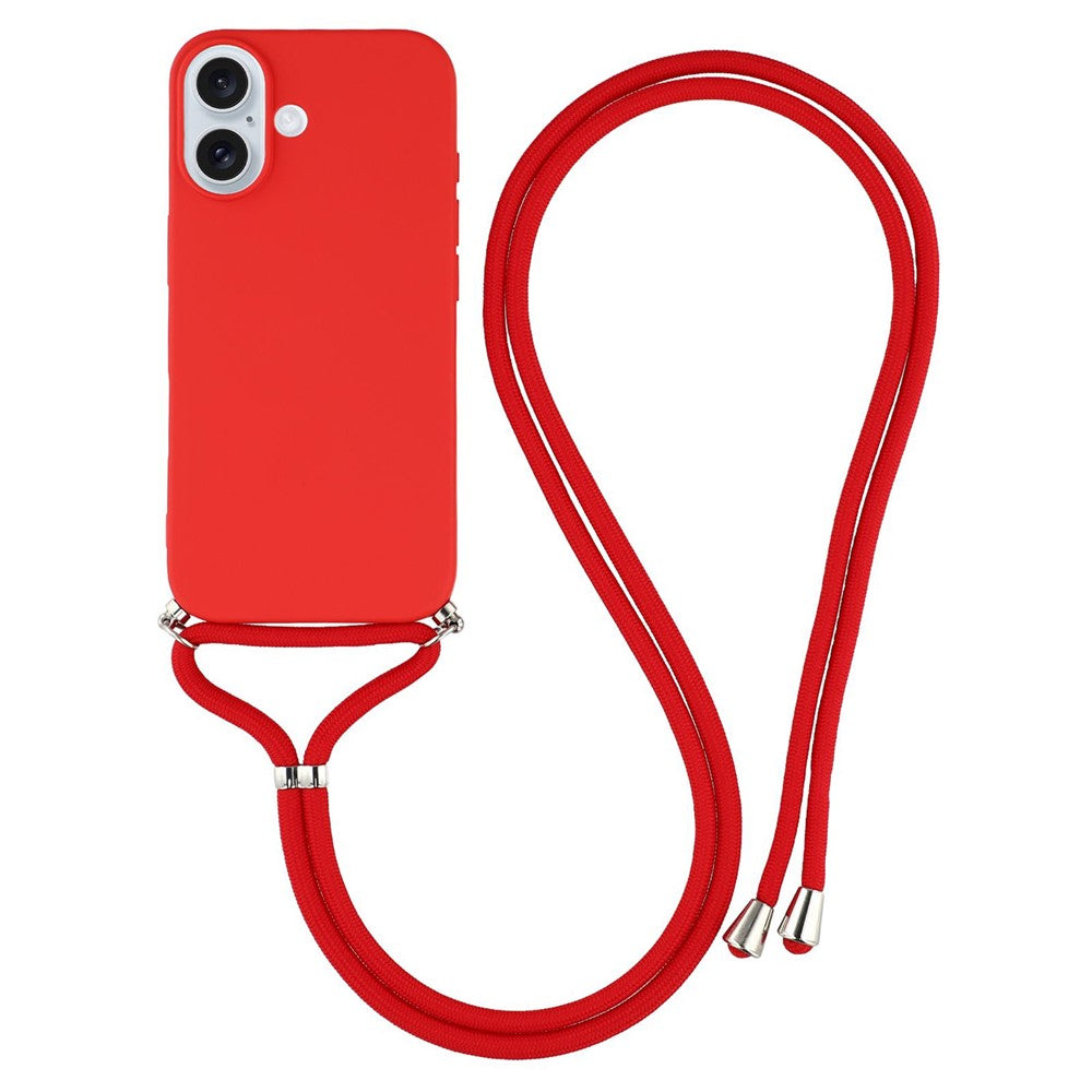 For iPhone 17 Case Soft TPU Fiber Lining Phone Cover with Shoulder Strap