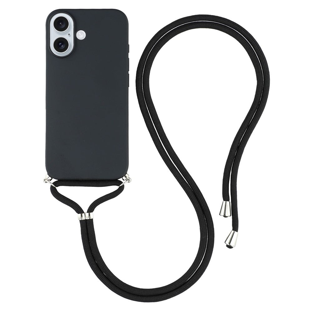 For iPhone 17 Case Soft TPU Fiber Lining Phone Cover with Shoulder Strap