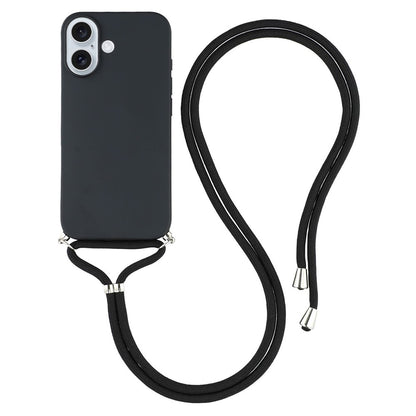 For iPhone 17 Case Soft TPU Fiber Lining Phone Cover with Shoulder Strap