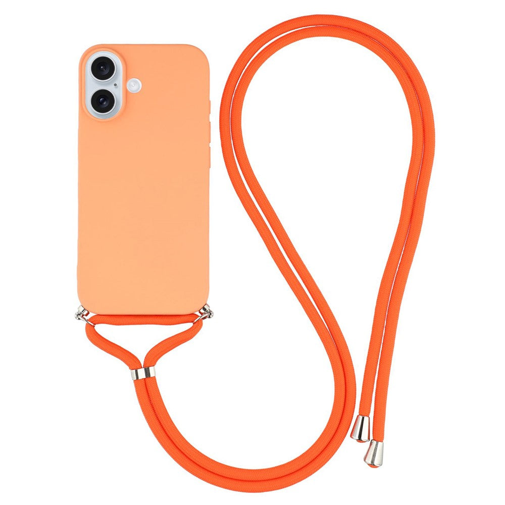 For iPhone 17 Case Soft TPU Fiber Lining Phone Cover with Shoulder Strap