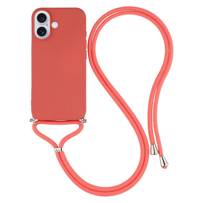 For iPhone 17 Case Soft TPU Fiber Lining Phone Cover with Shoulder Strap
