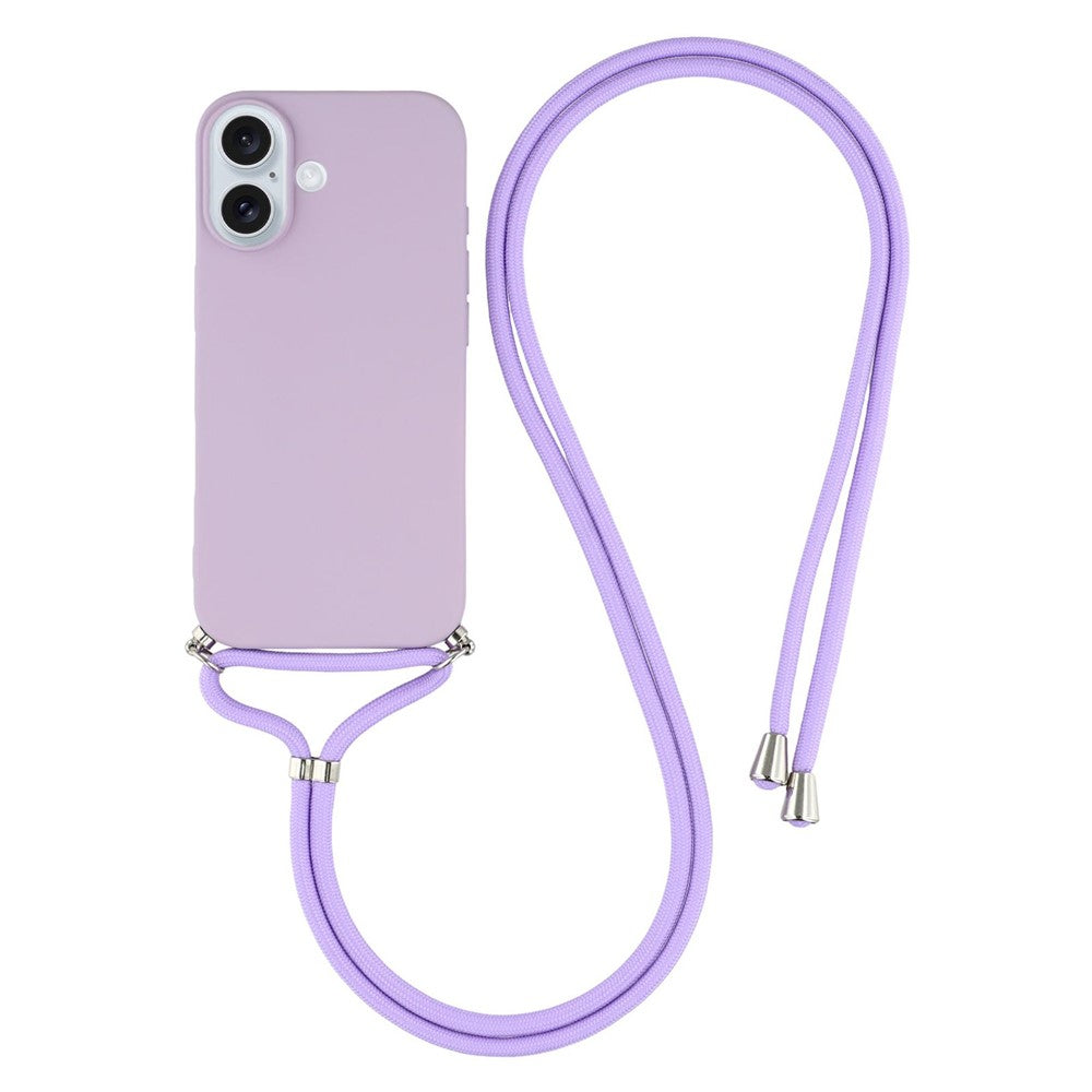 For iPhone 17 Case Soft TPU Fiber Lining Phone Cover with Shoulder Strap