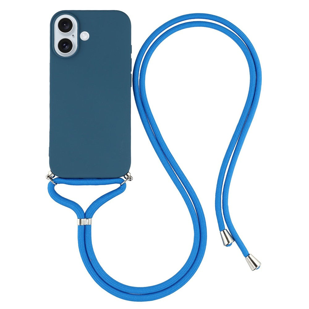 For iPhone 17 Case Soft TPU Fiber Lining Phone Cover with Shoulder Strap