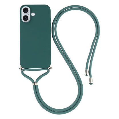 For iPhone 17 Case Soft TPU Fiber Lining Phone Cover with Shoulder Strap
