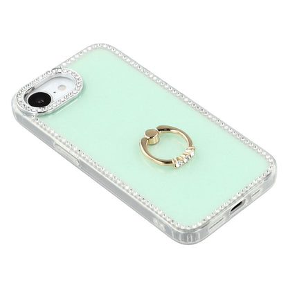 For iPhone 17e / 16e Case with Ring Kickstand Rhinestone Edge TPU + PC IMD Phone Cover