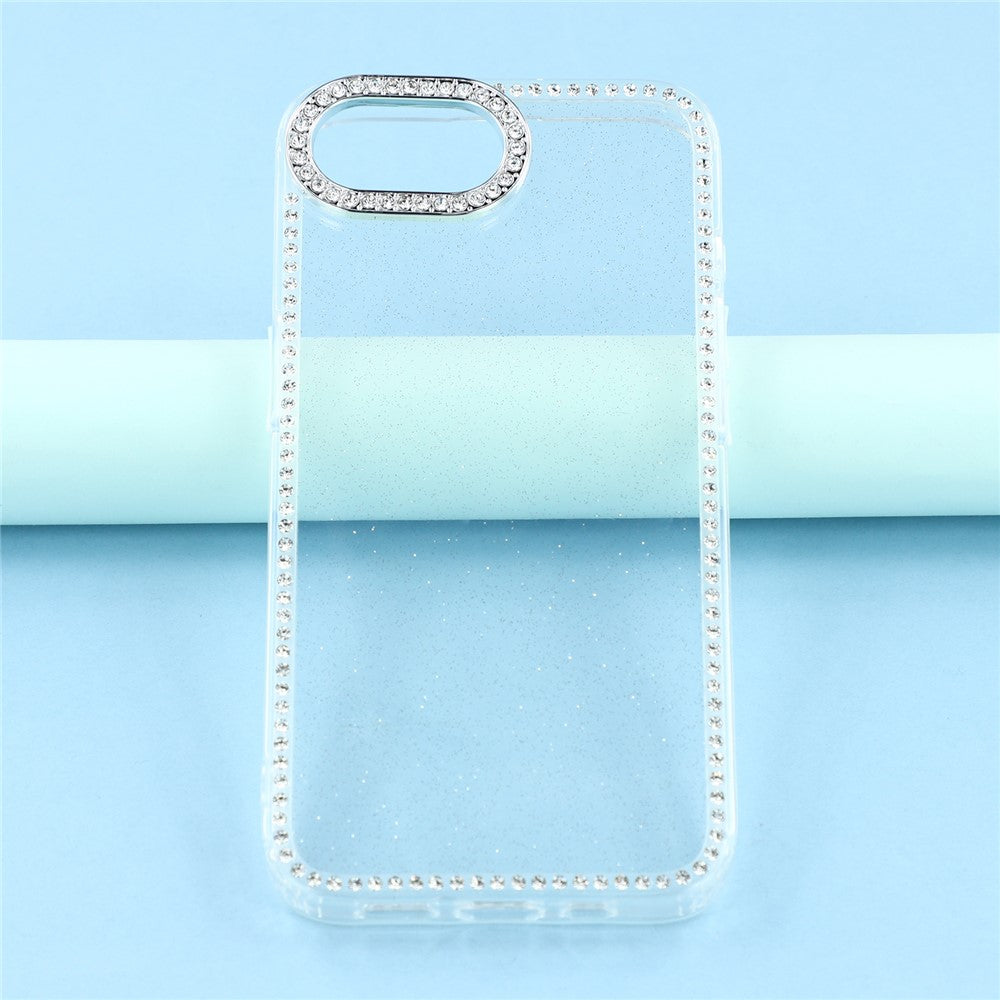 For iPhone 17e / 16e Case Rhinestone Edge Glitter Back TPU + PC IMD Phone Cover