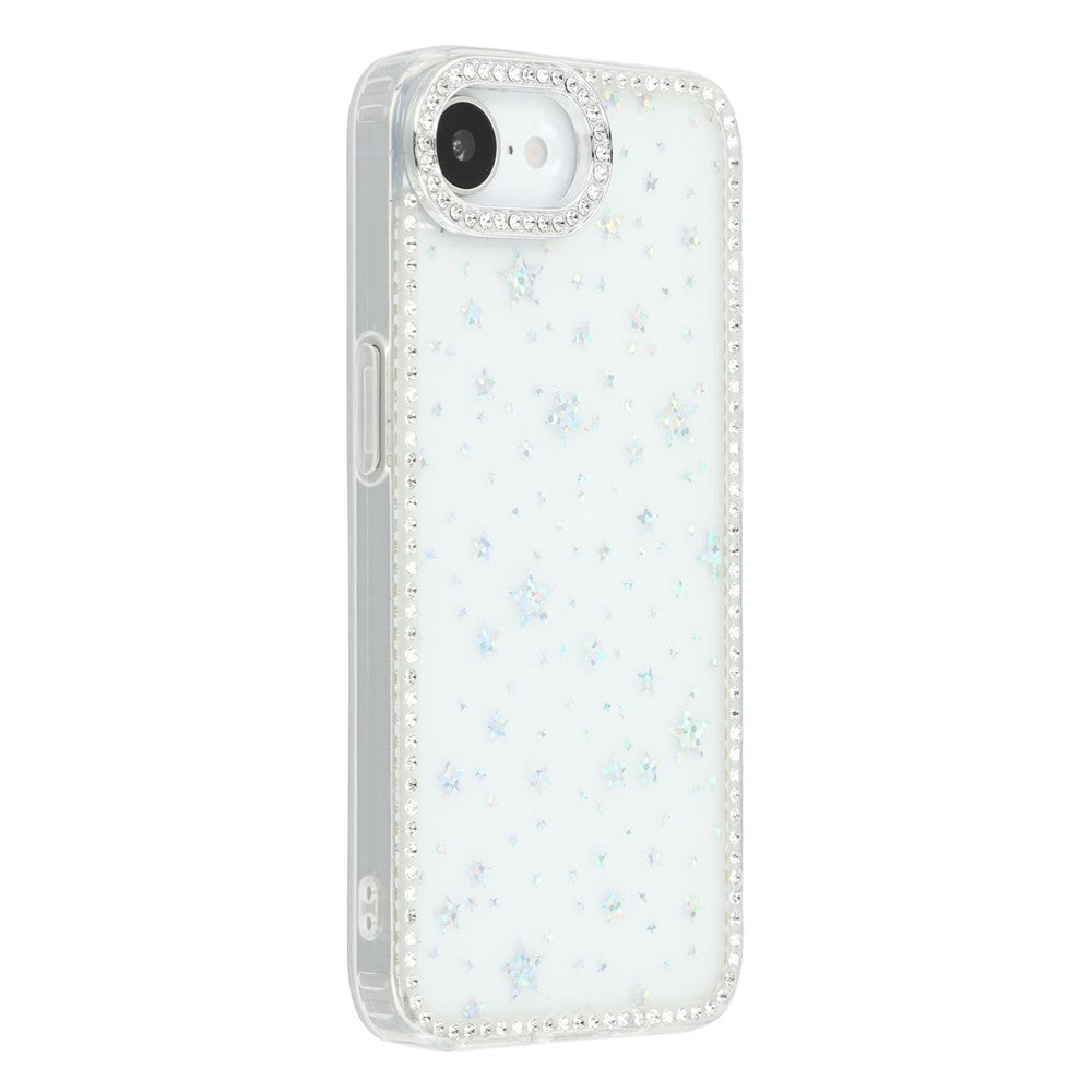 For iPhone 17e / 16e Case Rhinestone Edge Glitter Back TPU + PC IMD Phone Cover