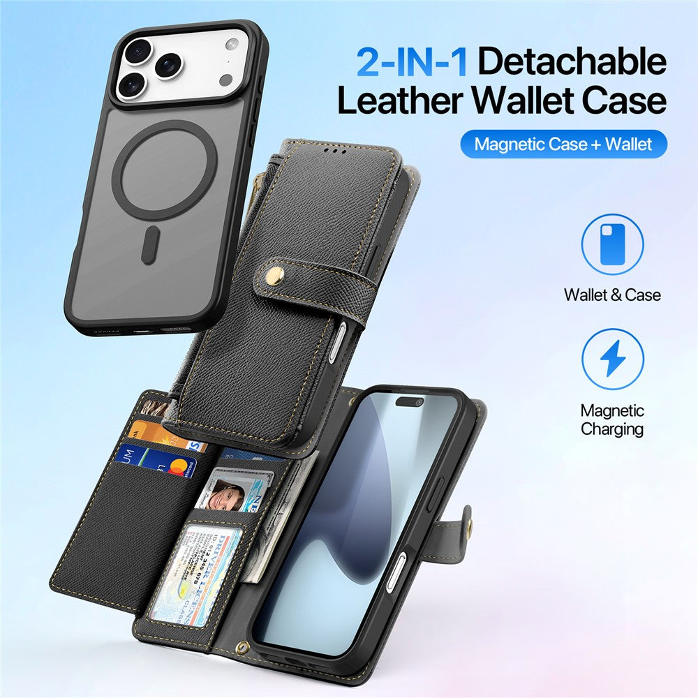DUX DUCIS For iPhone 17 Pro Max Case  Lawa Series Detachable Magnetic Cowhide Leather Cover Zipper Wallet