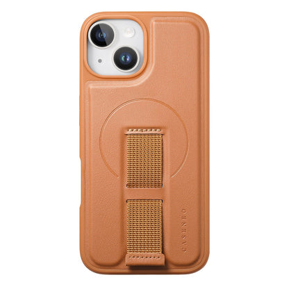 CASENEO For iPhone 15 Magnetic Case  Wristband PU Leather + PC Shockproof Phone Cover