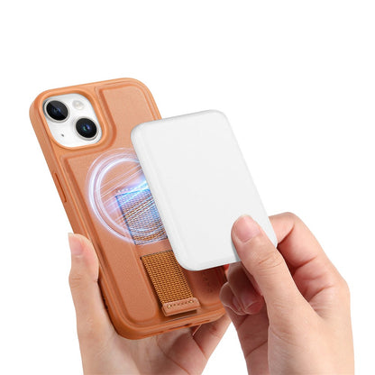 CASENEO For iPhone 15 Magnetic Case  Wristband PU Leather + PC Shockproof Phone Cover