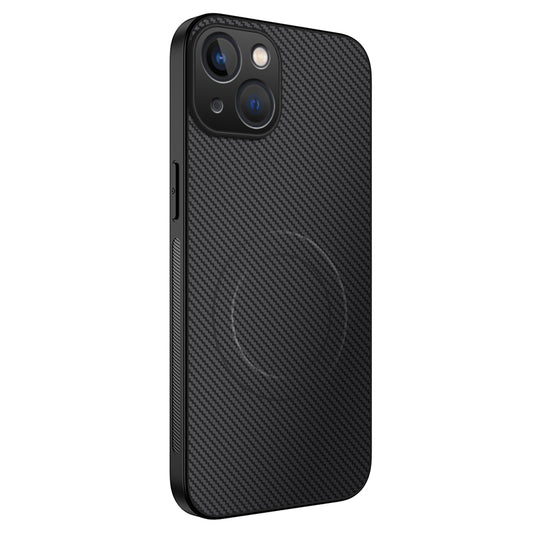 WANLONFENG For iPhone 15 Case Compatible with MagSafe  TQ Series Carbon Fiber Texture PC TPU Phone Cover