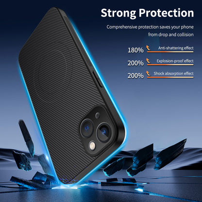 WANLONFENG For iPhone 15 Case Compatible with MagSafe  TQ Series Carbon Fiber Texture PC TPU Phone Cover