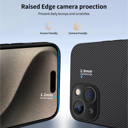 WANLONFENG For iPhone 15 Case Compatible with MagSafe  TQ Series Carbon Fiber Texture PC TPU Phone Cover