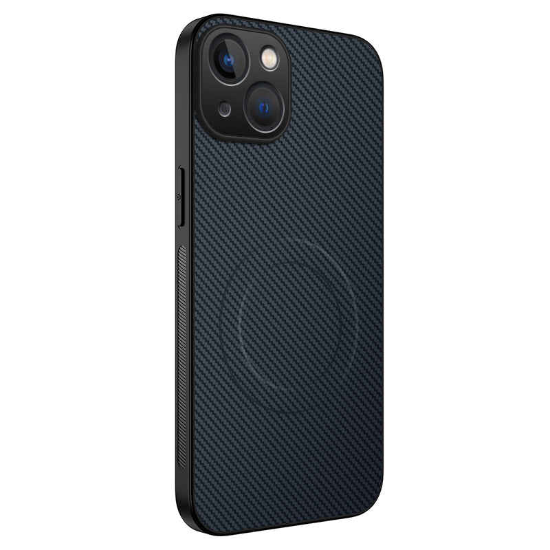 WANLONFENG For iPhone 15 Case Compatible with MagSafe  TQ Series Carbon Fiber Texture PC TPU Phone Cover