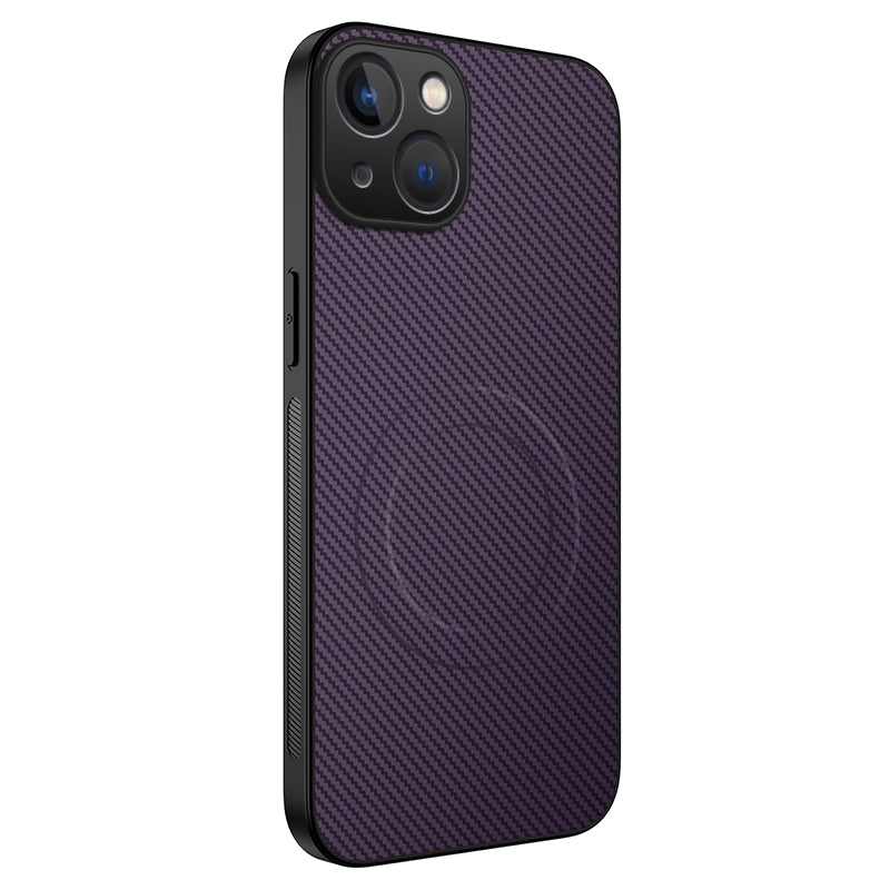 WANLONFENG For iPhone 15 Case Compatible with MagSafe  TQ Series Carbon Fiber Texture PC TPU Phone Cover