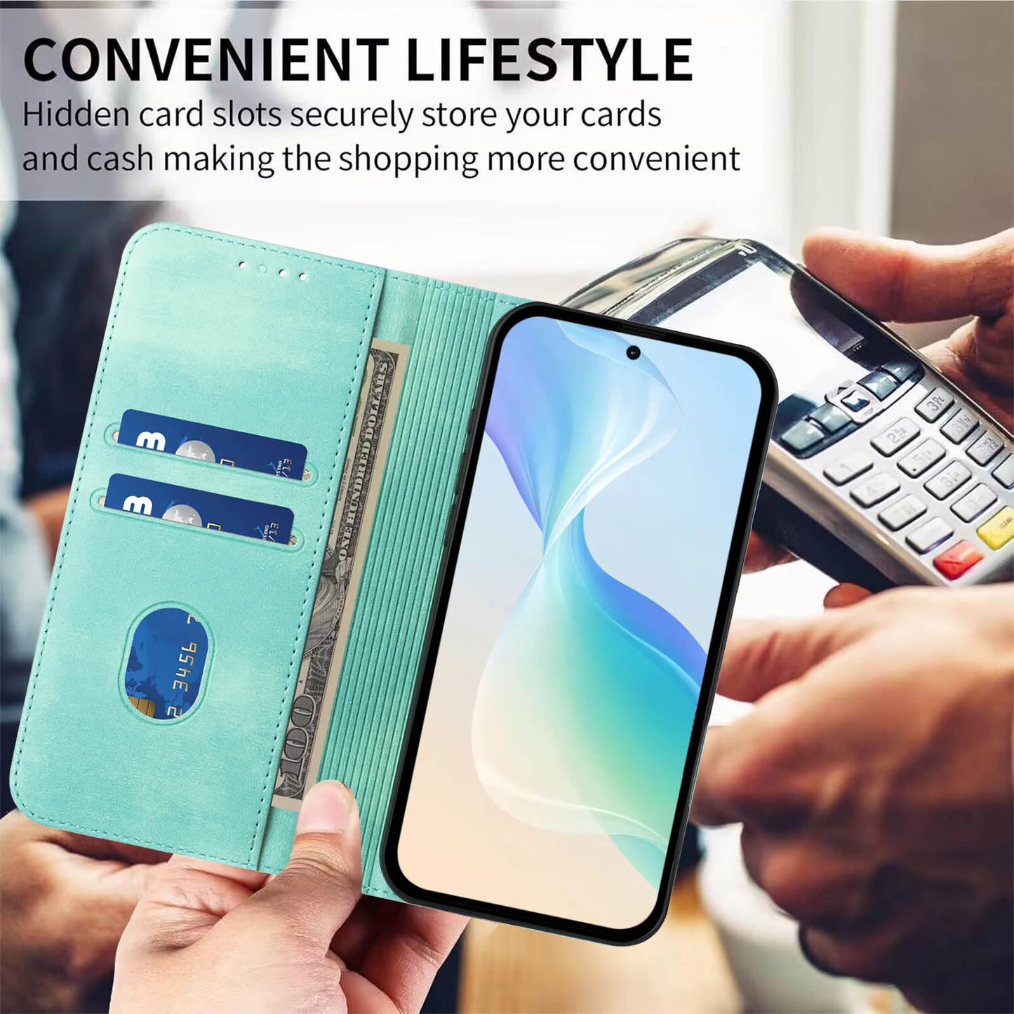 For iPhone 17 Pro Max Wallet Cases Retro Texture RFID Blocking Leather Phone Cover