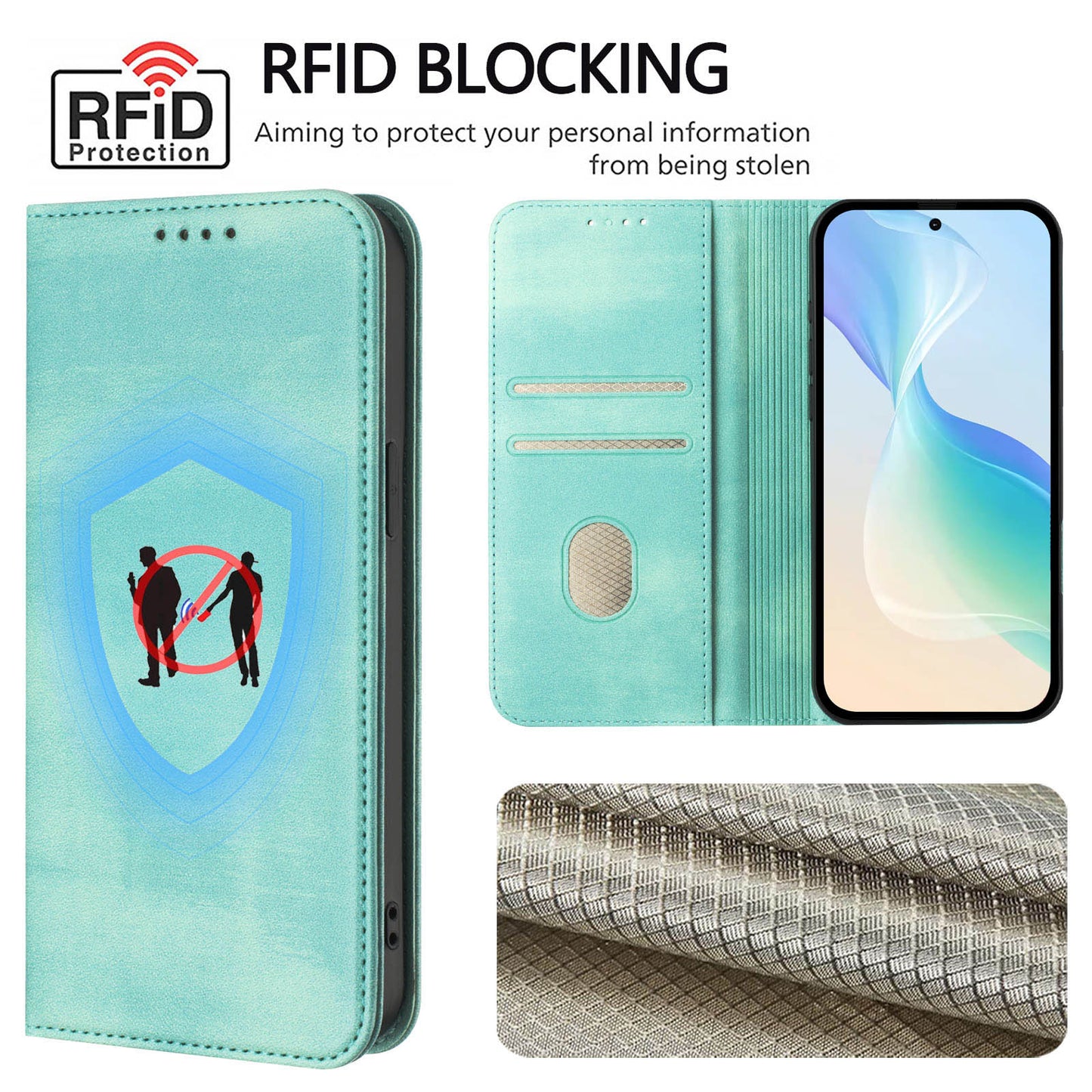 For iPhone 17 Pro Max Wallet Cases Retro Texture RFID Blocking Leather Phone Cover