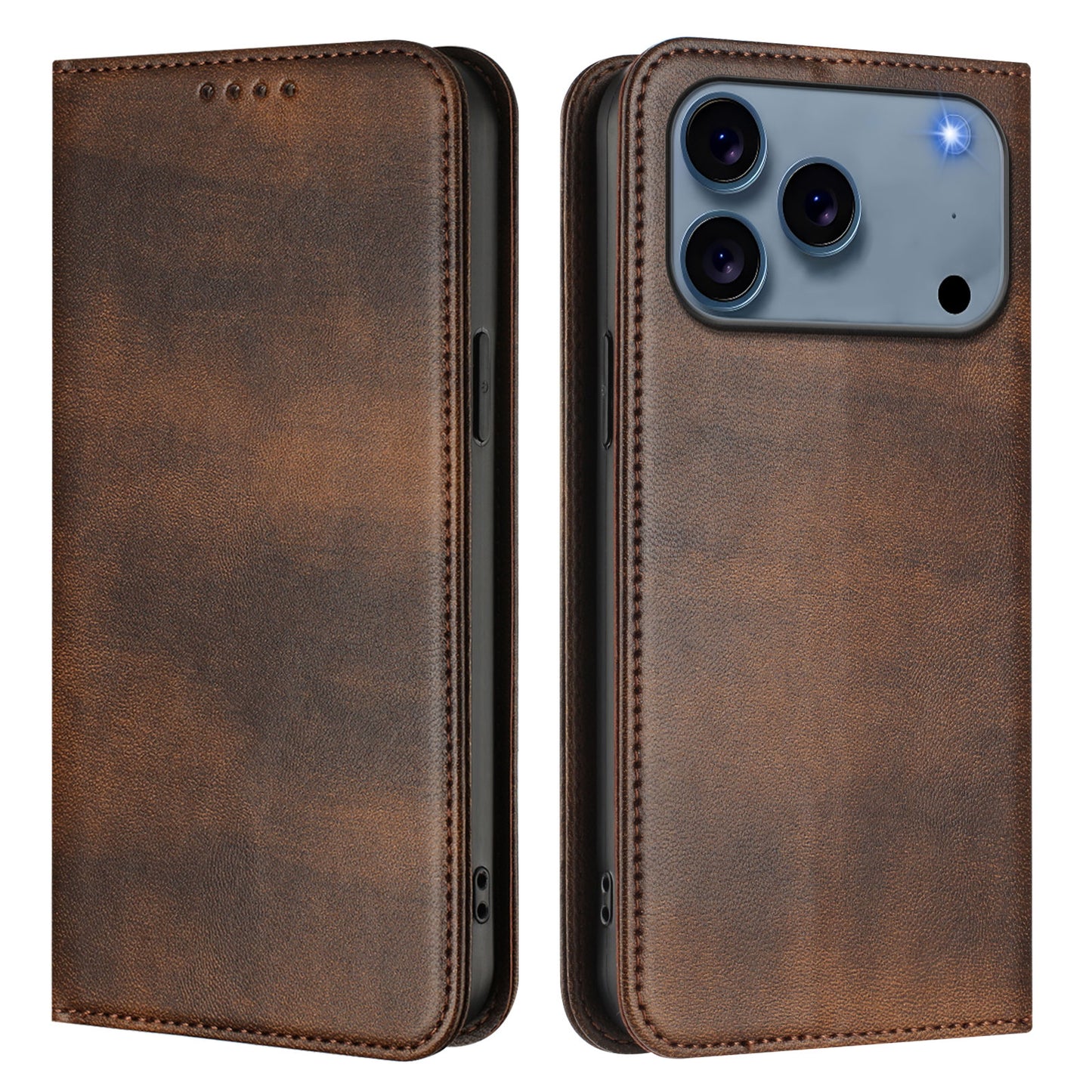 For iPhone 17 Pro Max Wallet Cases Retro Texture RFID Blocking Leather Phone Cover