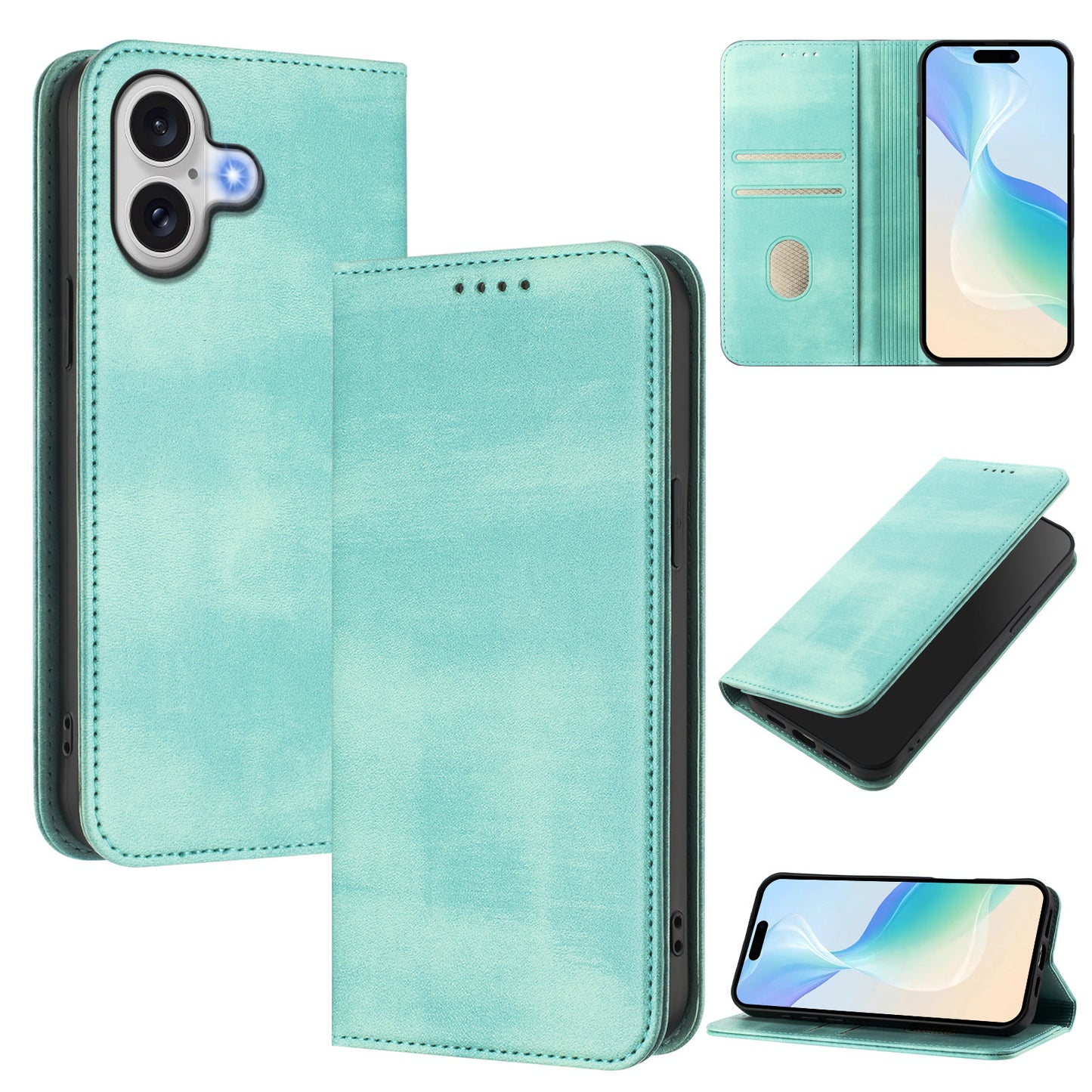 For iPhone 17 Wallet Cases Retro Texture RFID Blocking Leather Phone Cover